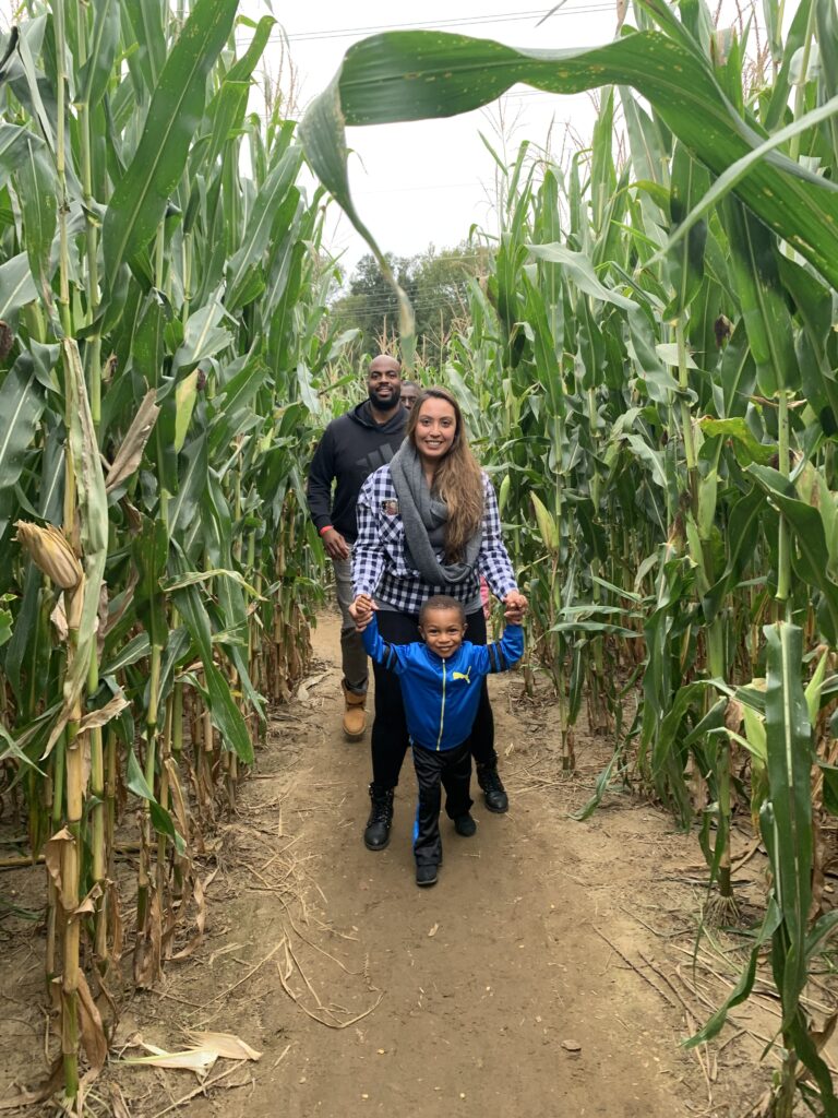 In the corn maze at Happy Day Farm